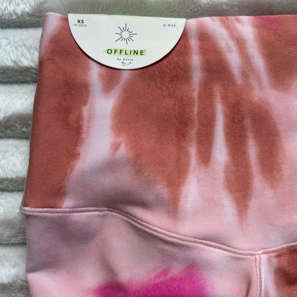 Aerie OFFLINE Real Me Tie Dye Leggings XS High Rise Crossover Waist NWT - Picture 4 of 6